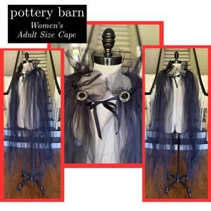 Pottery Barn Women's Black Tulle Cape Witch Fantasy Goth Fae Costume Halloween